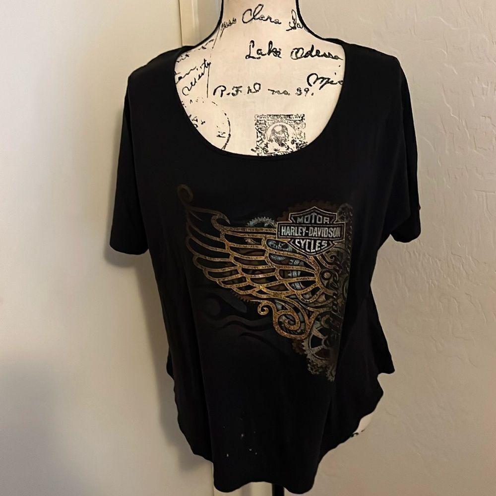 Harley Davidson Black Chandler Arizona Graphic Shirt Casual Scoop Neck